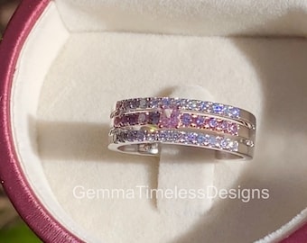 Anillo con banda de oro de 18 quilates y diamante rosa natural sin tratar