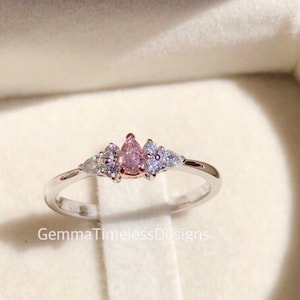 Certified Natural Untreated Intense Pink Diamond Ring 18k Gold