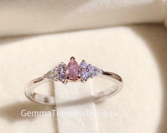 Anillo de oro de 18 quilates con diamante rosa intenso natural sin tratar certificado
