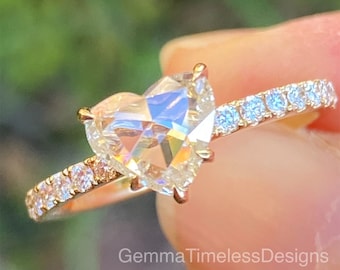 1.02ct Natural Rose Cut Heart Diamond Ring 18k Gold