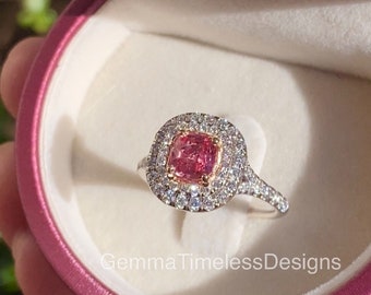 Natural Untreated Pink Sapphire and Diamond Ring
