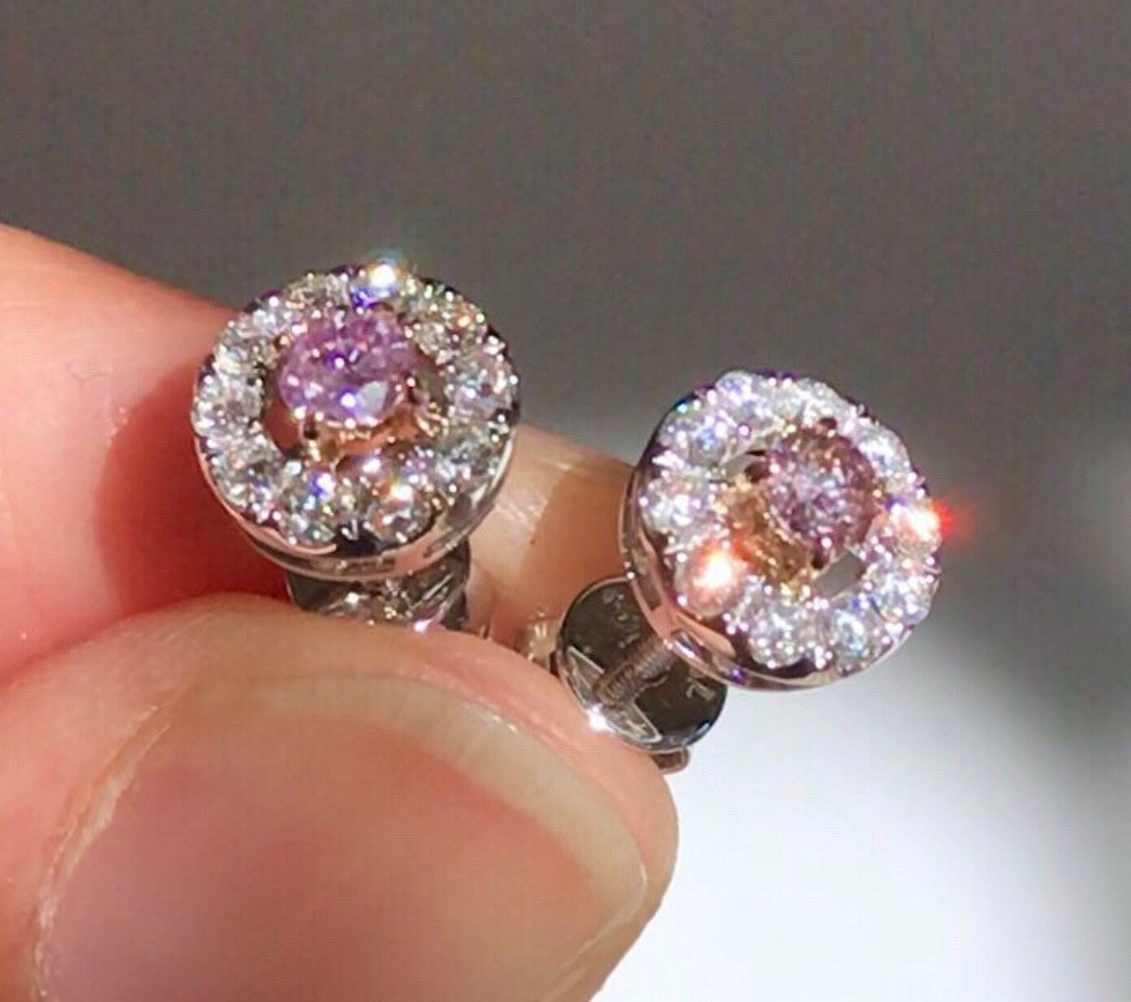 Rare Natural Untreated Pink Diamond Stud Earrings | Etsy
