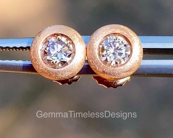 Natural Untreated Champagne/Brown Diamond Stud Earrings