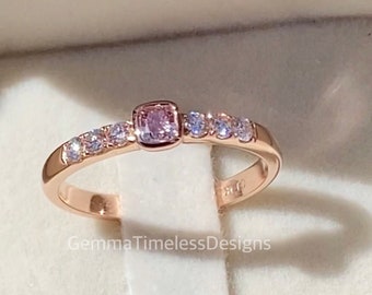 Certified Natural Untreated Intense Pink Diamond Ring-Stackable Ring