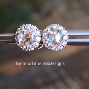 Natural Rose Cut Diamond Stud Earrings