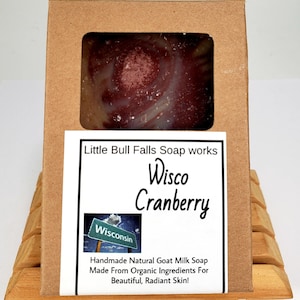 Natürliche rohe Ziegenmilchseife - Wisco Cranberry Frische Ziegenmilch-Körperseife - Handgefertigte Selbstpflege - Handwerkliche kalt verarbeitete Badeseife