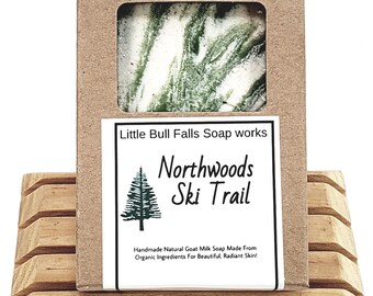 Natural Raw Goat Milk Soap Bar - Northwoods Ski Trail Fresh Goat Milk Body Soap - Handcrafted Self Care - Artisan Cold Processed Bath Soap