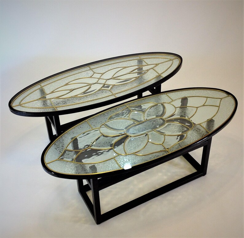 Leaded Glass Coffee Tables Vintage Table Decor