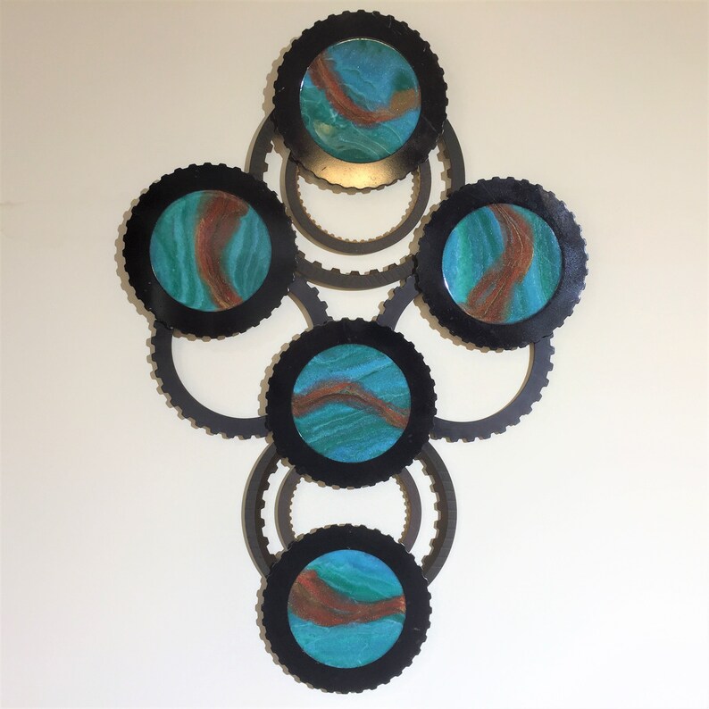 Epoxy Resin Wall Art With Gears, Steampunk, Upscale Industrial, 3D Wall