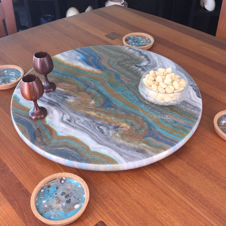 Lazy Susans Smooth Stone 1 Decorative epoxy turntable for Etsy