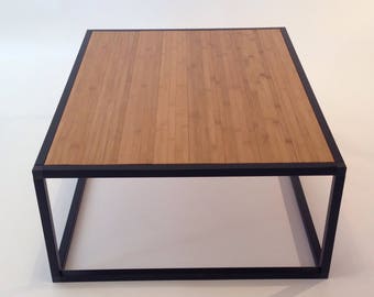 Light Bamboo Wood Coffee Table, End Table, Decor, Contemporary, Knoechel, Handmade, Hand Crafted, Bespoke, Urban, Industrial, Minimalist