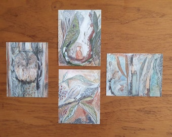 Un lot de 4 cartes postales de mes peintures