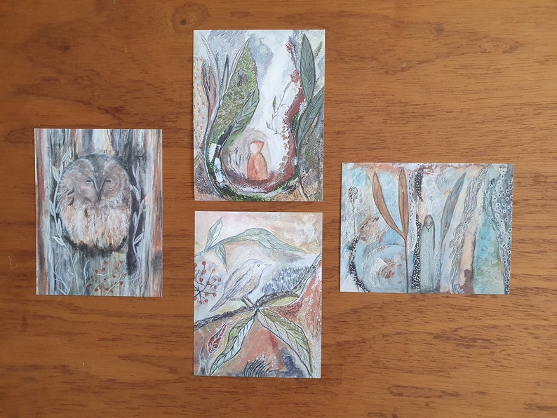 Un lot de 4 cartes postales de mes peintures image 1