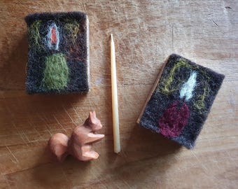 2 needle felted match boxes Candle