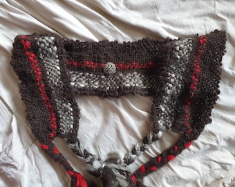 Womb wrap 'Flow'. Hand spun & hand woven. 110cm x 10cm.