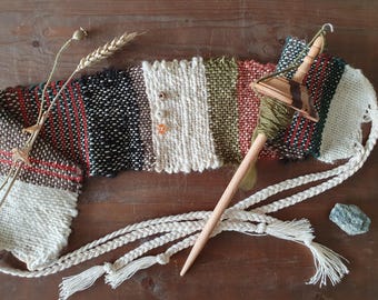 Womb wrap 'Nature calls'. Hand spun & hand woven. 11cm x 150cm