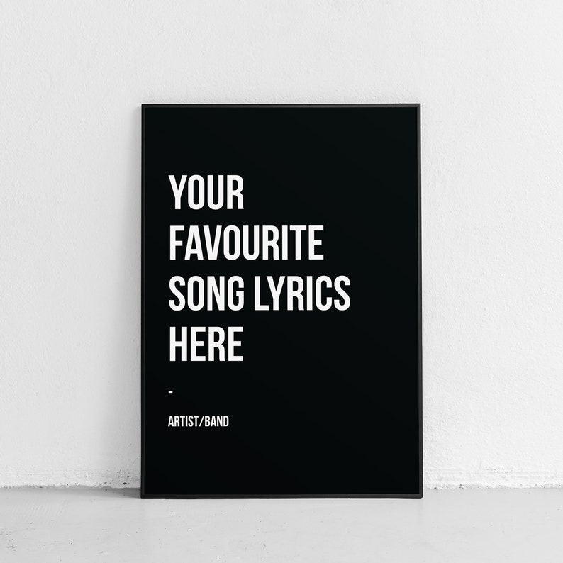 Custom Song Lyrics Print Bathroom Typography Custom Wall Art Etsy Canada
