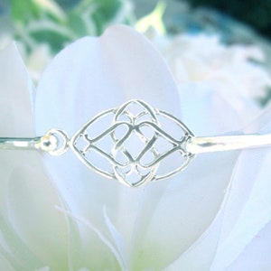 Oval Celtic Knot Bracelet, .925 Sterling Silver, Bangle Cuff Link Bracelet
