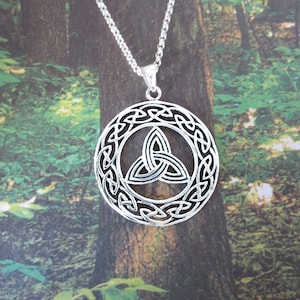 Trinity Inside Celtic Knot Necklace, .925 Sterling Silver, Trinity Pendant, Irish Pendent, The Triquetra