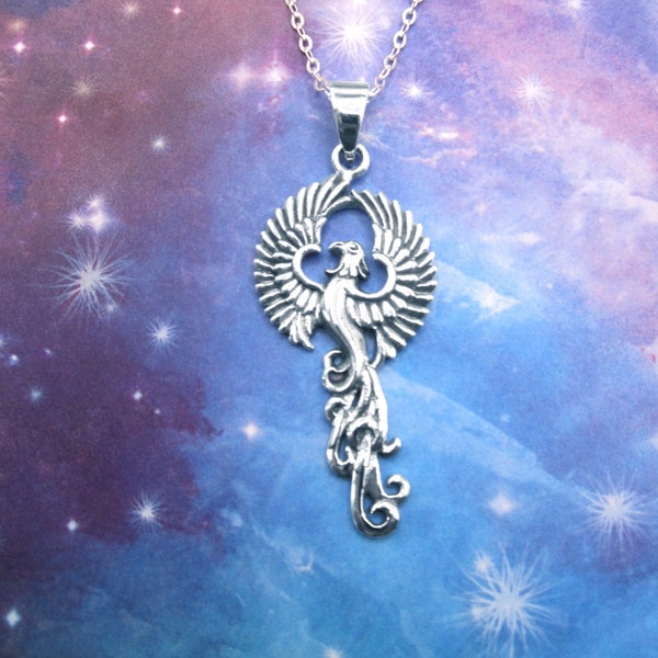 Phoenix Firebird Necklace, .925 Sterling Silver, Unique Necklace, Regenerates, Reborn,