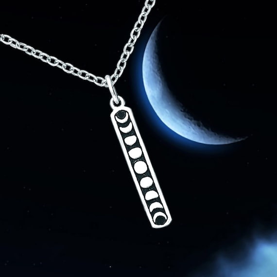 Sterling Silver Moon Phase Necklace: Celestial Lunar Charm
