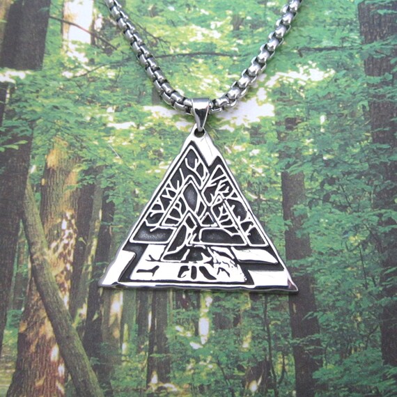 Tree of Life / Valknut Triangle Necklace Stainless Steel - Etsy