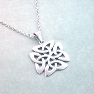 4 Trinity Knot Necklace, .925 Sterling Silver, Large Irish Pendent, The Triquetra, Unique Celtic Necklace,