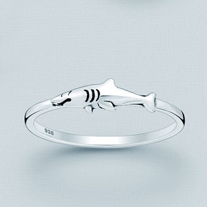 Tiny Shark Ring, .925 Sterling Silver, Shark, High Shine, Ocean Shark