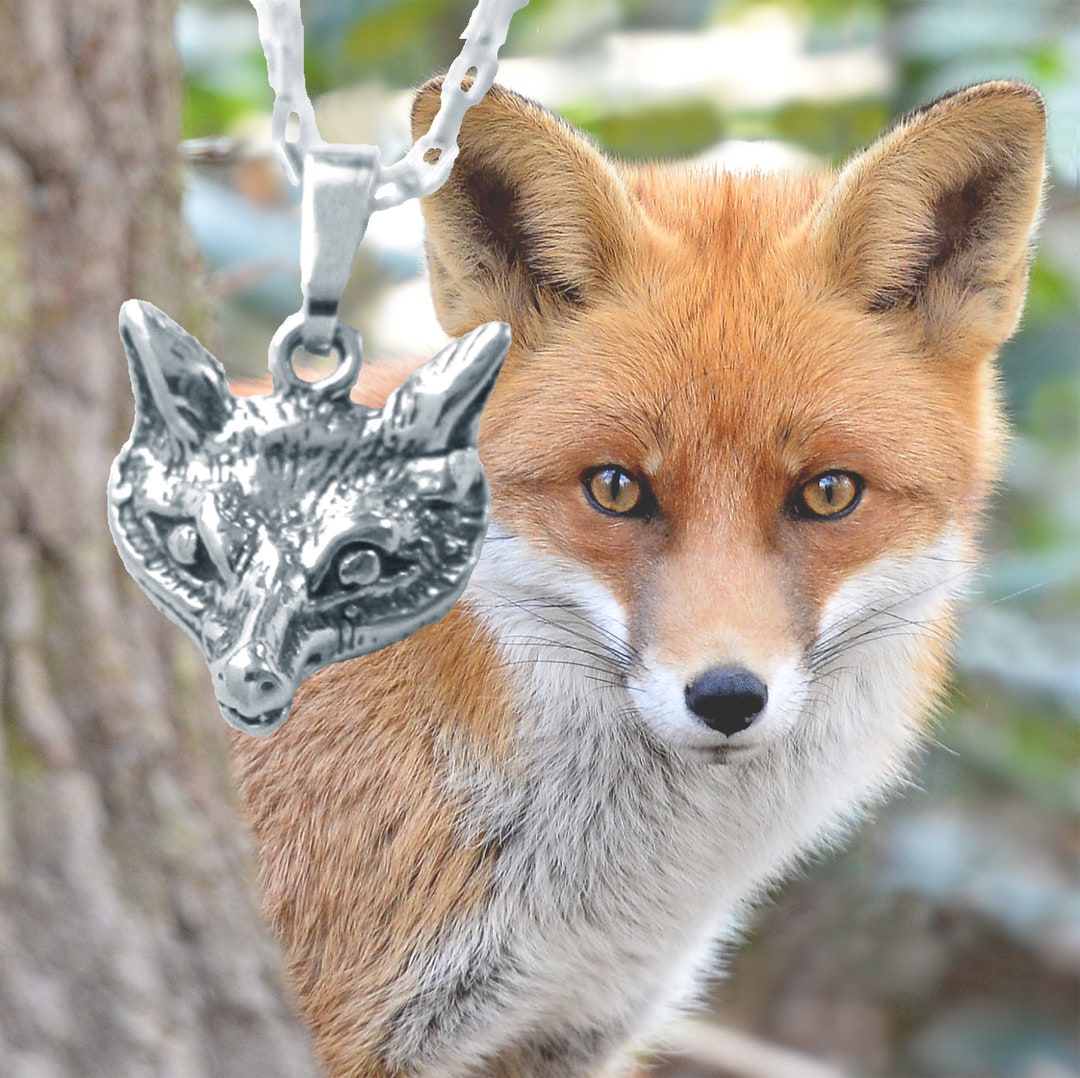 Small Silver Fox Head Necklace With .925 Sterling Silver Chain Etsy