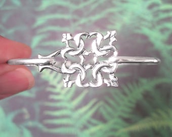 Celtic Leaf Vine Knot Bracelet, .925 Sterling Silver, Bangle, Cuff, Link Bracelet, Celtic Leaf Look