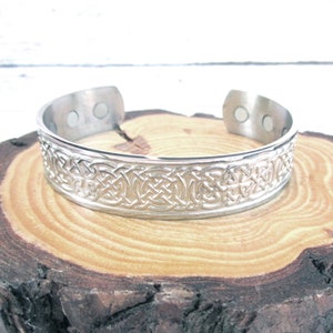 Celtic Cuff Bracelet, Solid Stainless Steel, Celtic Knot, Intricate Design