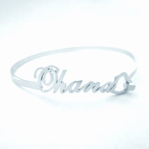 Ohana Bangle Bracelet, Stainless Steel, Ohana, Cutout Bracelet, Hawaiian Ohana Means Family