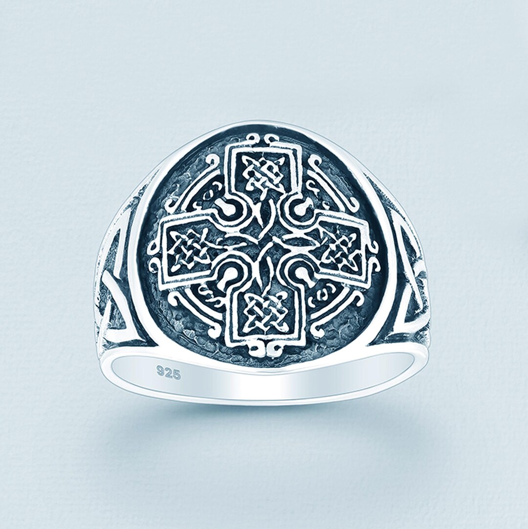 Sterling Silver Square Celtic Knot Cross Ring - Etsy