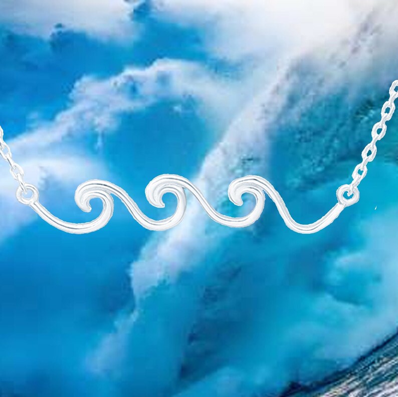 3 Ocean Wave Necklace, .925 Sterling Silver - Etsy