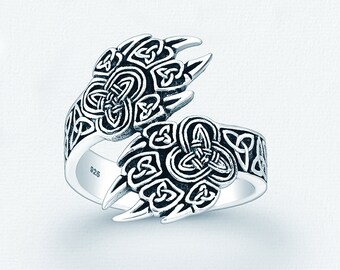 Celtic Wolf Paw Ring, .925 Sterling Silver, Wolf Paw, Celtic Design, Irish Design
