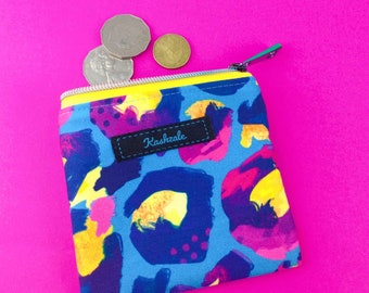 Electric Leopard Coin Purse, Leopard Print Coin Purse, Small Zipper Pouch, Coin Purse, Mini Zip Pouch, Mini Coin Purse, AirPods Pouch.