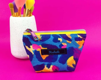 Electric Leopard Make Up Bag, Blue Leopard Small Cosmetic Bag,  Small Makeup Bag, Makeup Bag, Travel Bag, Coin Purse.