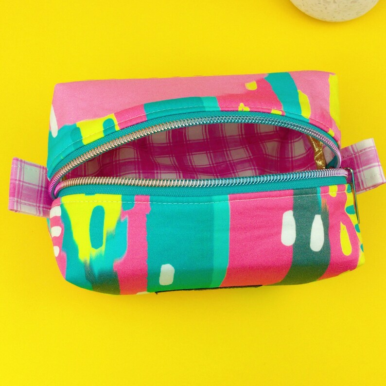 Exclusive Design Cosmetic Bag, Aqua and Pink Toiletry Bag, Pink and Aqua Makeup Bag, Travel Bag, Pencil Case, Medicine Bag, Box Pouch. image 5