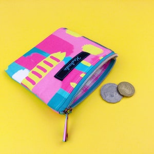 Sac à main à pièces design exclusif, sac à main Aqua et Rose Coin, petite pochette à fermeture à glissière, porte-monnaie, mini pochette zippée, sac à main Mini Coin, pochette AirPods. image 2