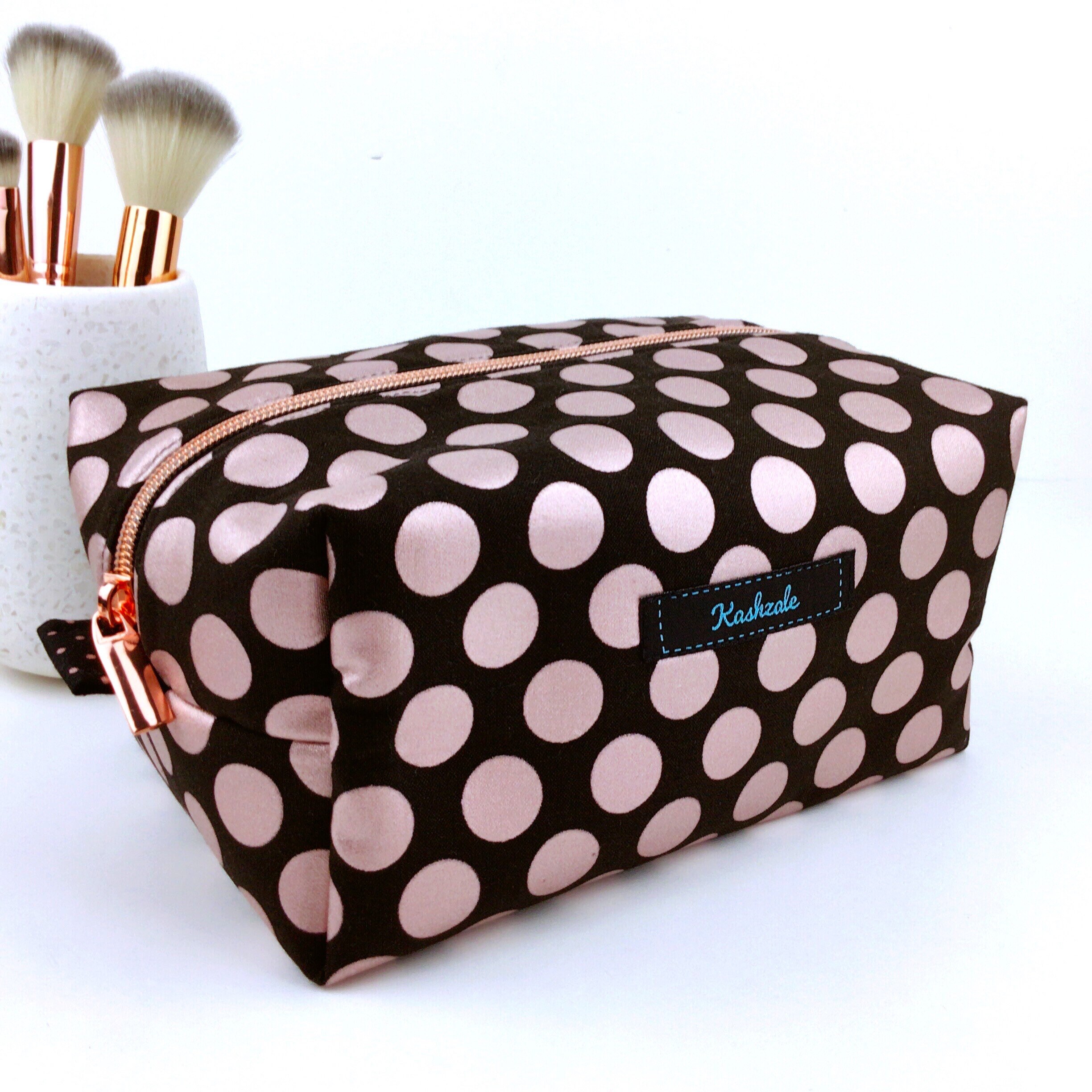 Rose Gold Spot Cosmetic Bag Rose Gold Large Make Up Bag Rose Etsy
