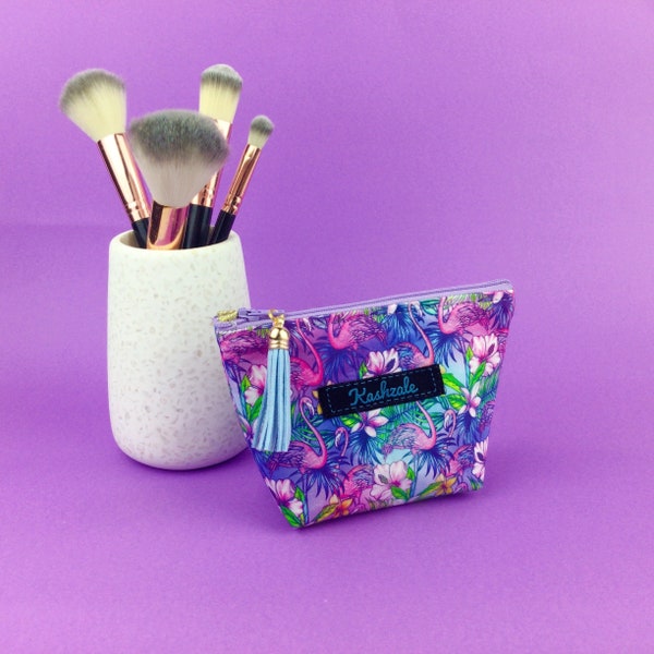 Flamingo Small Make Up Bag, Flamingo Small Cosmetic Bag,  Small Makeup Bag, Makeup Bag, Travel Bag, Coin Purse.