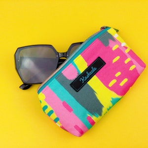 Exclusive Design Sunglass Pouch, Aqua and Pink Sunglasses Bag, Glasses Case, Glasses Pouch, Sunglasses Case, Padded Glasses Case. image 1