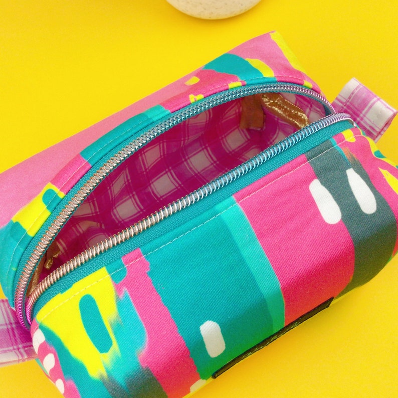 Exclusive Design Cosmetic Bag, Aqua and Pink Toiletry Bag, Pink and Aqua Makeup Bag, Travel Bag, Pencil Case, Medicine Bag, Box Pouch. image 6