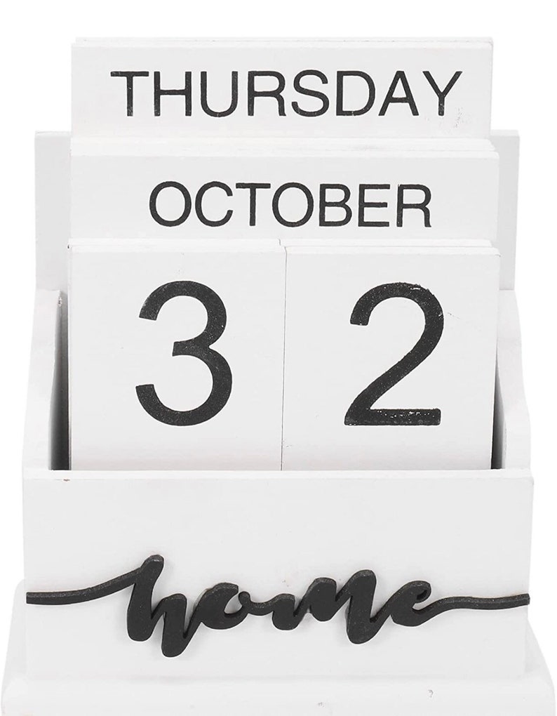 Wooden Perpetual Daily Calendar Blocks for Home Office Desk Etsy