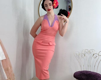 Rebel Love Vintage Repo Coral Pink and Lavender Wiggle Dress