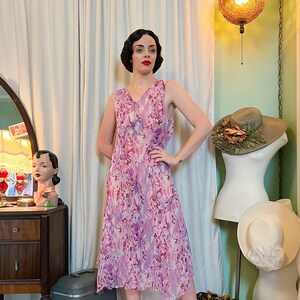 1970s/ 1980s does 1920s/ 1930s Sheer Floral Gatsby Garden Party Dress image 3