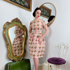 1950s Handmade Neapolitan Polka Dot Cocktail Dress With Pockets image 1