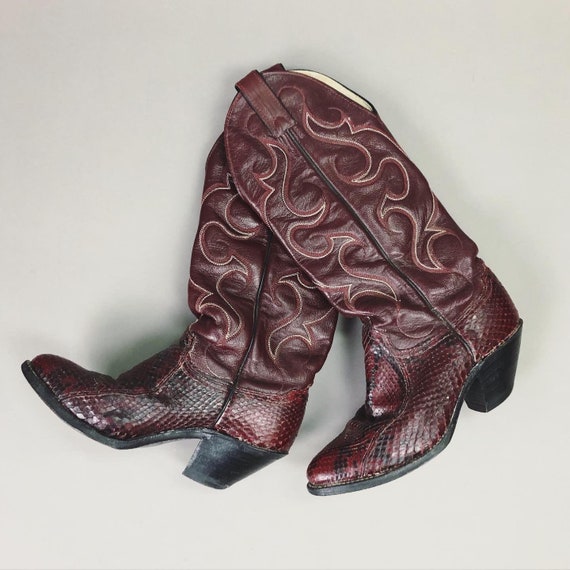 Burgundy Snakeskin Cowgirl Boots