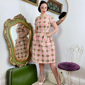 1950s Handmade Neapolitan Polka Dot Cocktail Dress With Pockets image 4
