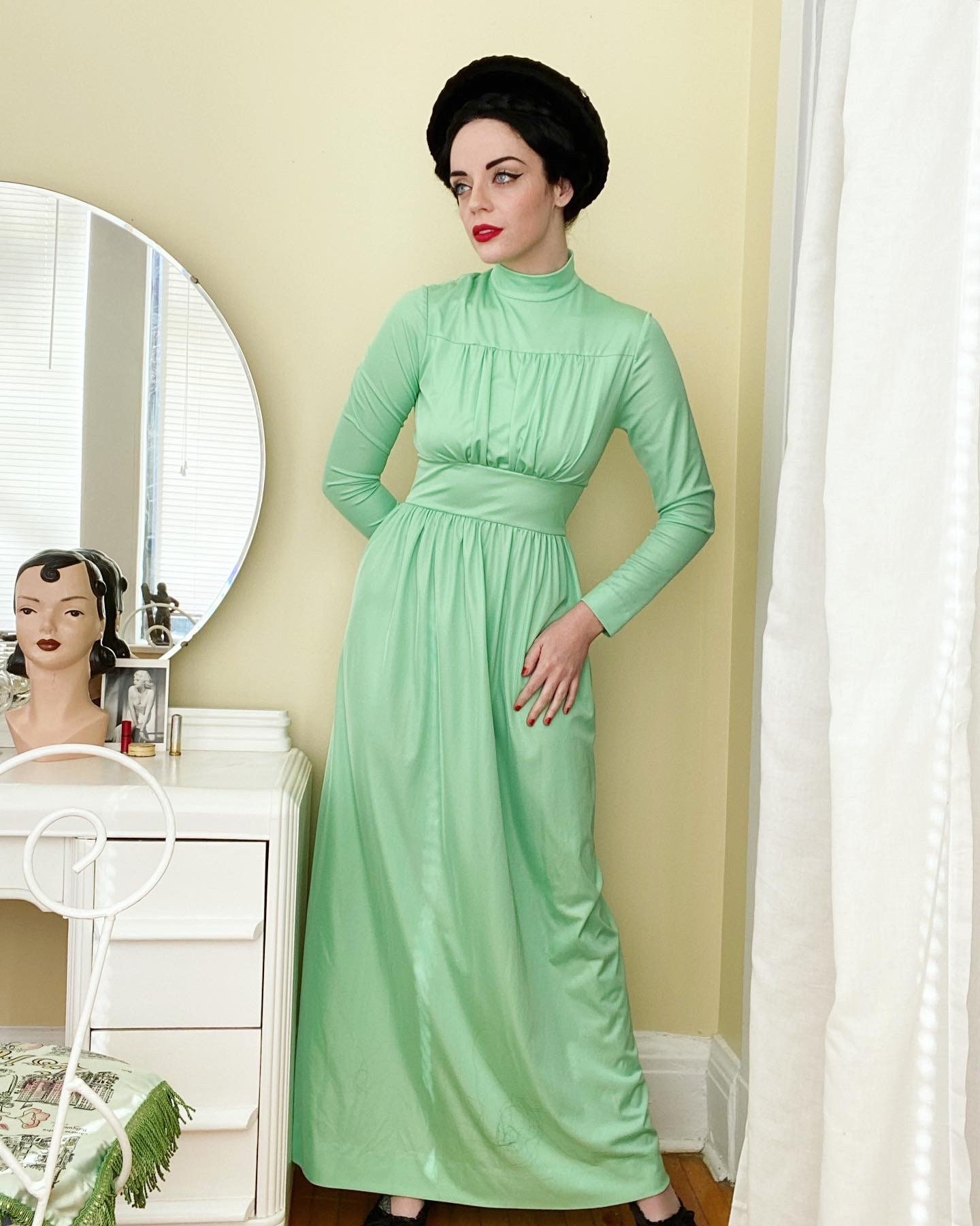 Bright green top maxi dress